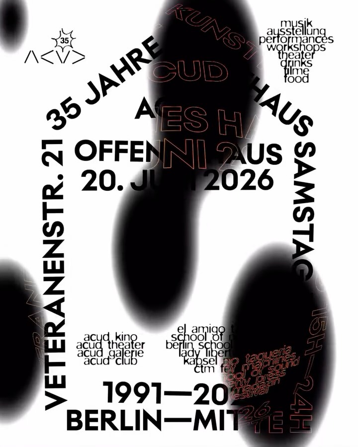 Thirty-five years. Still here. Still free.💥 On 20 June, Kunsthaus ACUD opens its…